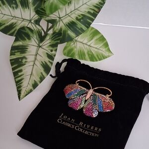 Joan Rivers Classic Collection Crystal Critters French Rainbow Moth Brooch